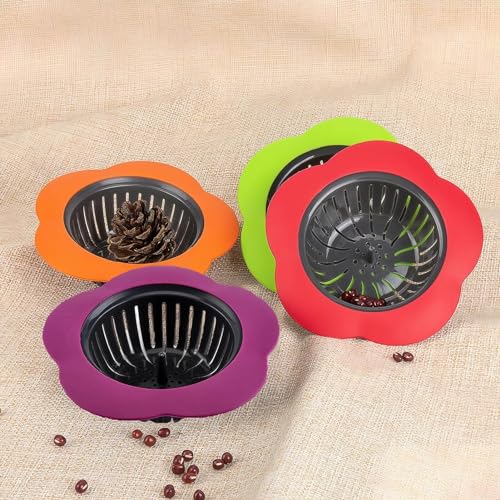 Silicone Sink Drain Strainer 4-Pack for Kitchen | Food Debris Filter
