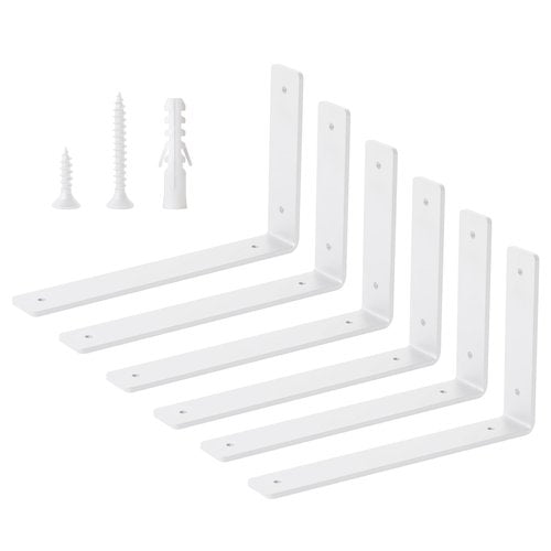 Heavy Duty Shelf Brackets Floating L Shelf Bracket, Brackets for Shelves, L 10" x H 6" x W1.5 Wall Shelf Brackets for DIY, Suitable for Study, Kitchen, Living Room, Bathroom (White, 6 Pack)