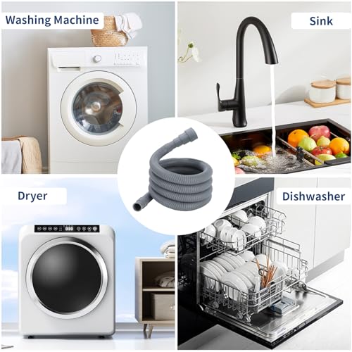 Anchira 3.2 ft Washing Machine Drain Hose Extension Kit with 4 Diameters, 1 m Corrugated Hose + 1 Adapter + 2 Clamps + U-Bend Holder