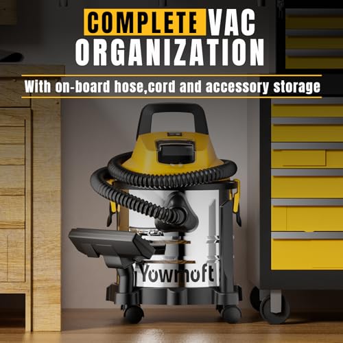 YOWMOFT 4 Gallon Cordless Wet Dry Shop Vacuum Compatible with DeWalt 20V Batteries