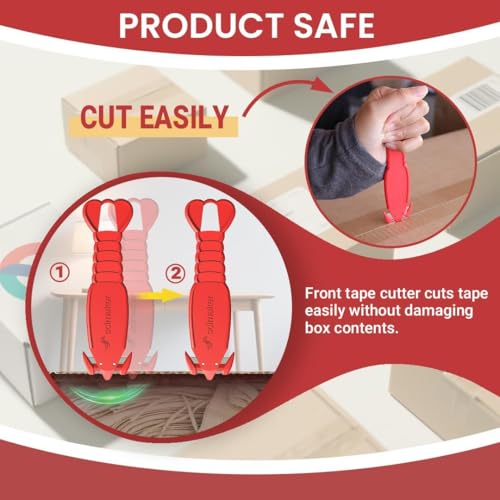Safety Box Cutter of Recessed Concealed Stainless Steel Blade,Box Opener for Efficient Package Opening, Utility Knife for Tape Splitter, Cartons, Cardboard, Wrap, Straps, Film.6pcs