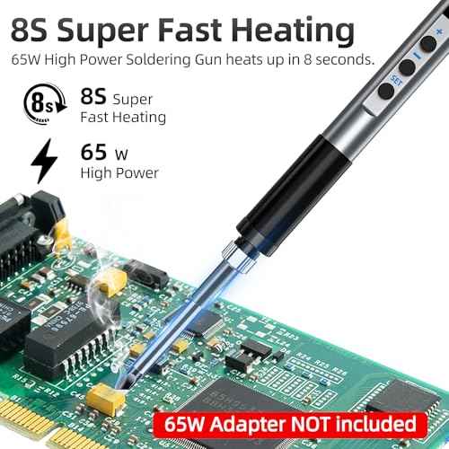 Digital Soldering Iron Kit, Portable Soldering Iron Pen with T12-K Solder Tip, Fast Heating, 356¢µ-842¢µ Temperature Control, Soldering Gun Kit for Electronics & DIY Making, Adapter Not Included
