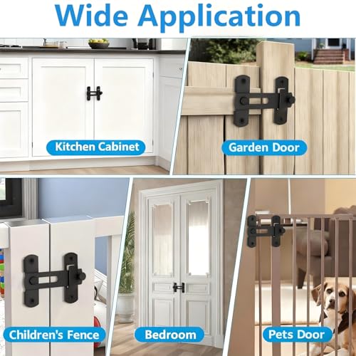 GuoluvSoo Black 4-Inch Sliding Barn Door Lock - 2 Pack, Heavy Duty Stainless Steel