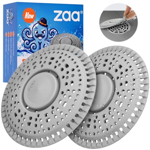 Zaa 5.5 Inch Silicone Drain Cover for Flat Floor Shower & Bathroom Drains - Gray