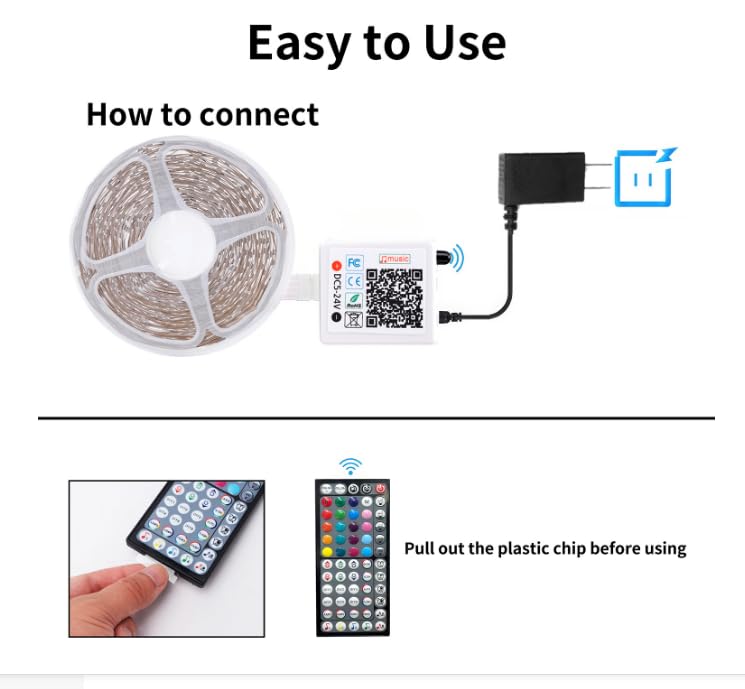 NBBUFF 50ft RGB LED Strip Lights for Bedroom with Remote & App Control, Music Sync