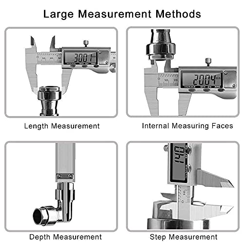 LOUISWARE Silver Digital Caliper 6 Inch/150mm Stainless Steel Electronic Measuring Tool with LCD Screen