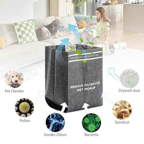 8 Pack 38737 Dust Filter Bags Replacement for Craftsman 2 to 2.5 Gallon Wet/Dry Vacuums and Powerhead Bucket Vac, Part# CMXZVBE38737 / 9-38737, with 3 Retaining Bands