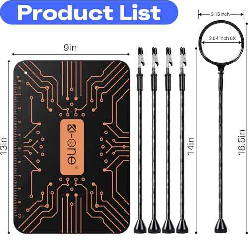 KOONE Helping Hands Soldering Station, Soldering Kit, Magnetic Third Hand Soldering Tool 4 Flexible Arms Helping Hands for Electronic Repair Soldering Jewelry Crafts Welding