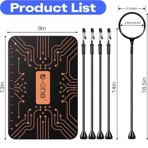 KOONE Helping Hands Soldering Station, Soldering Kit, Magnetic Third Hand Soldering Tool 4 Flexible Arms Helping Hands for Electronic Repair Soldering Jewelry Crafts Welding