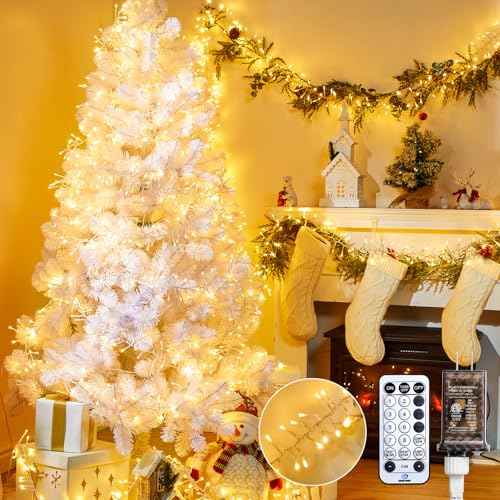 Brightown 50 Ft 1000 LED Christmas Cluster Lights Outdoor, White Wire LED Decorative Christmas Tree Lights with Remote & 12 Modes, Waterproof String Lights for Xmas Party Garden Decor, Warm White