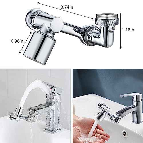 1080¡ÆSwivel Faucet Extender, Sink Water Faucet Aerator Extension in Brass, Swivel Robotic Arm Bathroom Faucet Extender, Kitchen Rotating Extension Filter with 2 Mode Splash