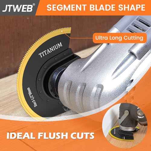 JTWEB Titanium Oscillating Tool Blade, 5PCS Oscillating Saw Blades Metal Cutting Multi Tool Blades Kits Wood and Metal Nails Plastic, Multitool Blades for Milwaukee Bosch Dremel Rockwell