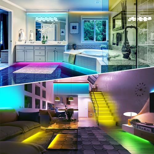 NBBUFF 50ft RGB LED Strip Lights for Bedroom with Remote & App Control, Music Sync