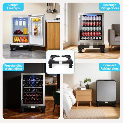 Nefish Mini Fridge Stand, Adjustable 16–24.38 in, 4-Foot Black Pedestal for Washer/Dryer