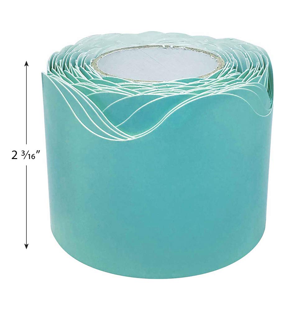 Teacher Created Resources Light Turquoise Scalloped Rolled Border Trim - 50ft - Decorate Bulletin Boards, Walls, Desks, Windows, Doors, Lockers, Schools, Classrooms, Homeschool & Offices