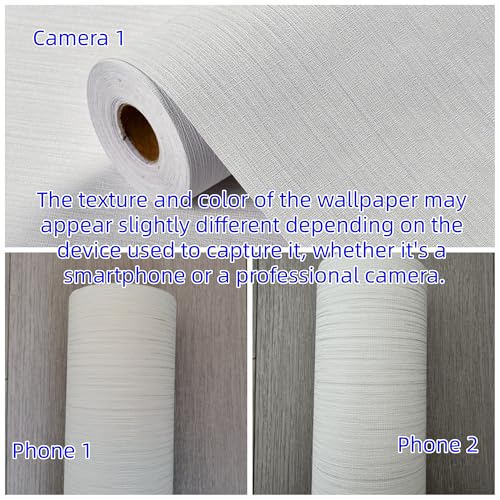 Haimin White Grasscloth Textured Peel and Stick Wallpaper 24x393in