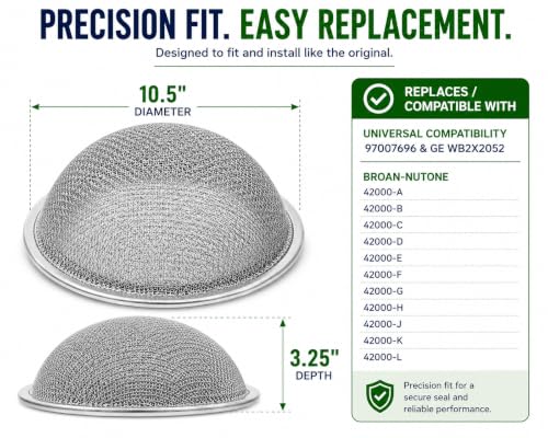 GE WB2X2052 Replacement Range Hood Grease Filter 10.5" Dome Aluminum fits Broan/Nutone