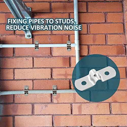 50Pcs M5 Stainless Steel Rigid Pipe Strap, 2-Hole Cable U Bracket Tube Strap Clamp for 0.2 Inch OD Hose