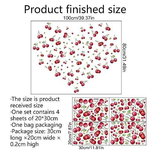 Wall Decals, Peel and Stick Stickers, Cherry Pattern,