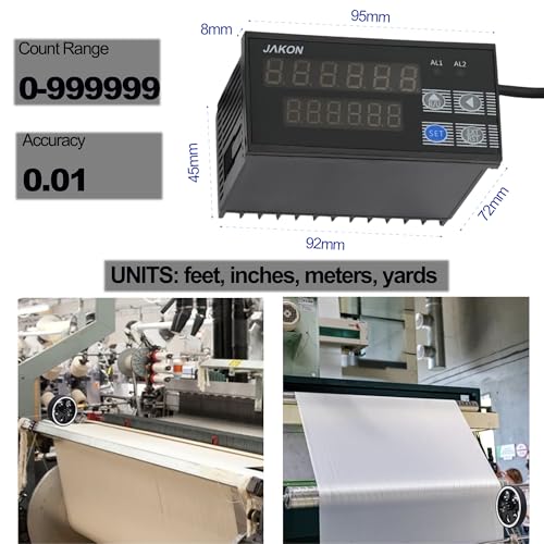 Digital Length Counter Wheel 0-999999 ft/in/m/yard with Dual Relay Outputs