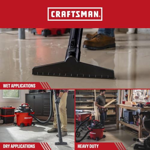 CRAFTSMAN 16 Gal Wet Dry Shop Vacuum 6.5 Peak HP with Filter, Dust Bag, Hose
