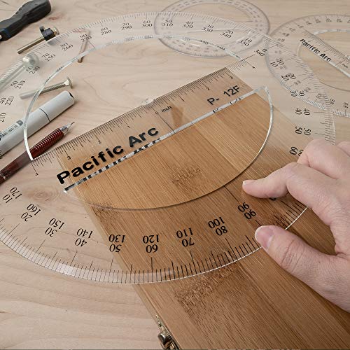 Pacific Arc 4-Inch 360° Protractor - Clear Plastic, Easy Read Graduations, Pocket Size