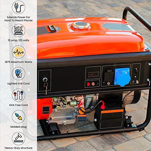 Orange 25 ft 12/3 SJTW Outdoor Extension Cord with Lighted End