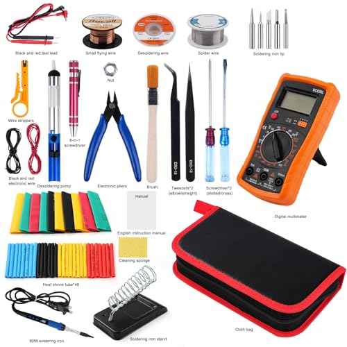 Jadeshay 80W Soldering Iron Kit with Multimeter Kit, Temperature-Controlled Soldering Set with LCD Display, 5 Tips & 30+ Tools for Electronics Repair, DIY, PCB, Phone & Computer
