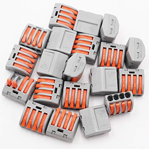 25 Pcs Smseace 4-Port Lever Nut Wire Connectors - Fast Conductor Terminals PCT-214