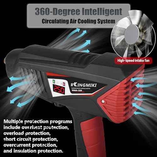 Handheld Welder, 110V 20-250A Adjust Portable Welder with Rotary Switch & Digital Display Welding Gun, 1/16-1/8" ARC Stick Welder, Handheld Welder Portable Welding Machine (Red)