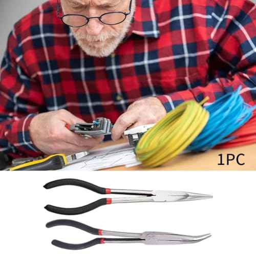 SYCOOVEN Long Reach Pliers, 11 Inches 45 Degree Angle Long Needle Nose Pliers, Automotive Electrical Tools for Narrow Spaces and Limited Areas (45 Degree)