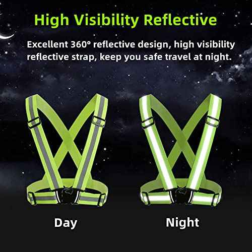 Reflective Running Vest 2-10 Pack, High Visibility Reflective Gear Night Cycling Safety Vest Strap for Men Women Kids
