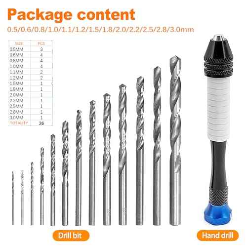 CoguZed 26 Pcs Jewelry Hand Drill Set, Versatile Pin Vise Craft Drill for Jewelry Making, High Precision Manual Drill with Mini Twist Drills Bits, Ideal for Wood, Plastic, Miniature Crafting(Blue)