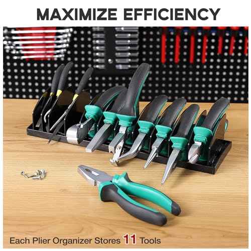 Plier Organizer Black Pliers Holder With Adjustable Dividers Non-Slip Rubber Base for Customizable Versatile Plier Set Storage Rack