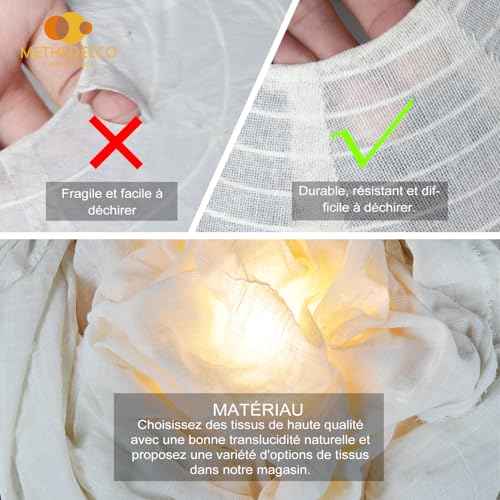2PCS 16-inch Handmade Linen Pendant Light Shades Fabric Lampshade, Minimalist White/Beige, Foldable Hanging Lanterns for Bedroom, Living Room, Kitchen showcase window House Gift Idea