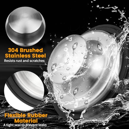 Garbage Disposal Splash Guard with Sink Drain Stopper Cover, Stainless Steel Garbage Disposal Stopper with 3 3/8" EPDM Splash Guard Compatible with Insinkerator and Moen, Prevent Water Splashes