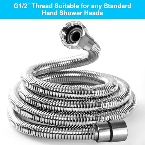 TEELLA 118 Inch Extra Long Stainless Steel Shower Hose Handheld Shower Head Extension