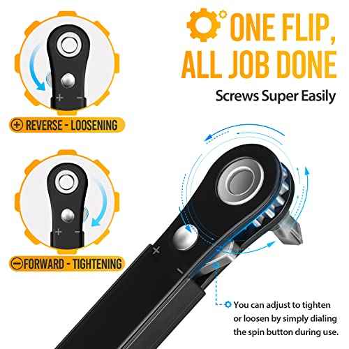 Right Angle Screwdriver Stocking Stuffers - Mini Ratcheting 90 Degree Offset Bit Set EDC Gear Pocket Screwdriver Low Profile Ratchet for Tight Space Sewing Machine Tool Gifts for Men Women