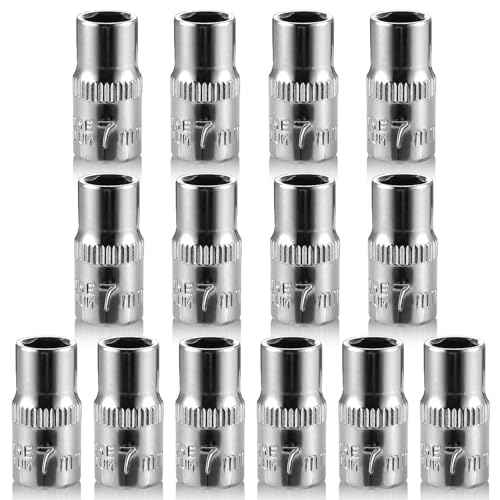 [13pcs] Durable 7mm Socket, 1/4 socket set,Shallow Socket 1/4 Inch Drive 7mm 6 Point, CORROSION RESISTANCE