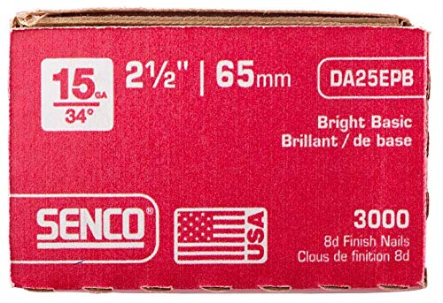 Senco 15 Gauge Finish Nails 2-1/2 Inch Bright Basic Finish Nail, 3,000 per Box
