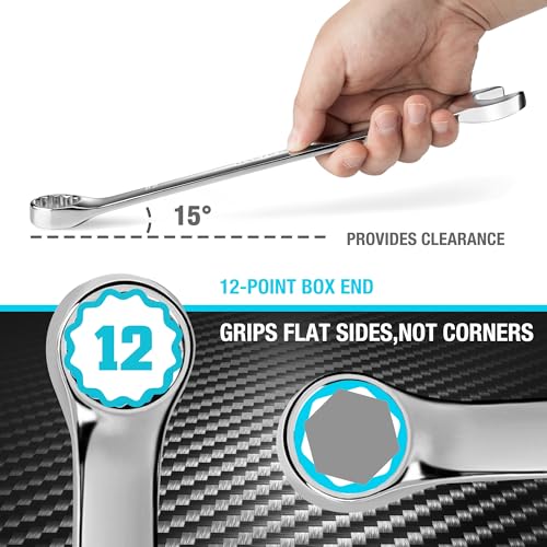 DURATECH 21mm Combination Wrench, Metric, CR-V Constructed with Mirror Polish, 12-Point, 15-Degree Offset