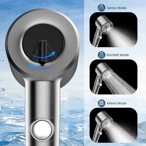 Filtered Shower Head with Handheld, High Pressure Water Flow and Multiple Spray Modes Shower Head with Filter, Power Wash for Hard Water, Showerhead with ON/OFF Switch for Pets Bath