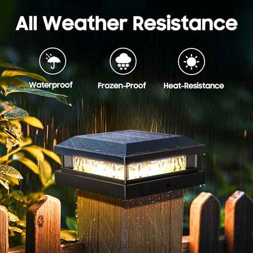 Solar Post Cap Lights 6-Pack, 2 Modes 16LEDs Bright Solar Post Lights Outdoor Waterproof, Fence Posts Cap Light, Deck Light for 4x4 4.5x4.5 5x5 Posts for Patio Garden Decor, Black