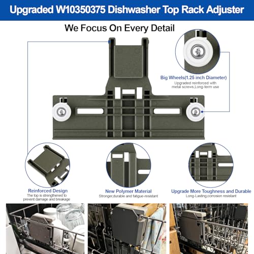 Upgraded W10350375 W10712395 Dishwasher Top Rack Adjuster Parts Kit, 11 Pack