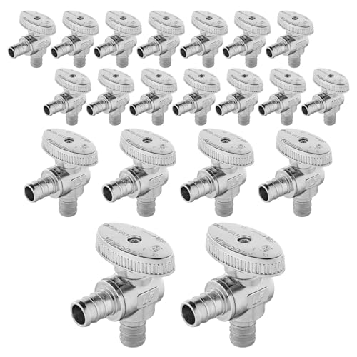(Pack of 20) Seelink Pex Crimp 1/4 Turn Angle Stop Valve, 1/2" Pex Barb Crimp (F1807), Chrome Plated Brass(VALVE102-20Pack)