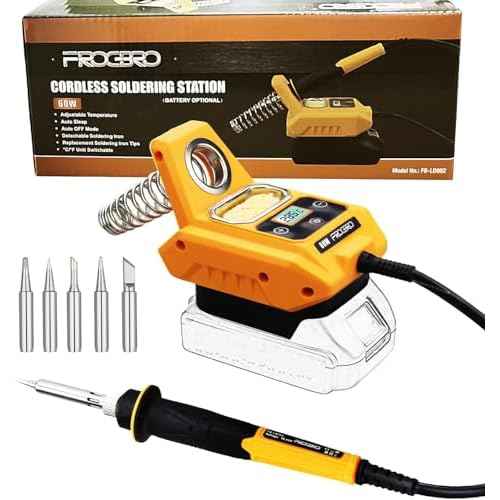 FrogBro Battery Soldering Iron Station for Dewalt 20V Max, Adjustable Temperature 212-932¢µ, Portable Cordless Soldering Iron with 6 Tips & Digital Display for DIY Repair(Battery Not Included)
