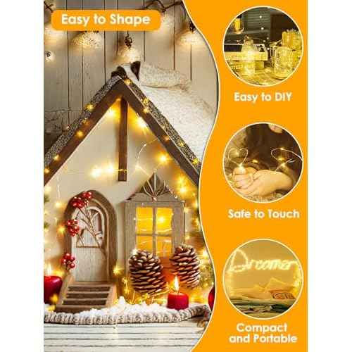 66Ft 200 LED Fairy Lights Plug in, Waterproof String Lights Outdoor & Indoor 8 Modes Christmas Light Bedroom Decor, Timer Twinkle Lights for Girl's Room Garden Party Christmas Decorations (Warm White)