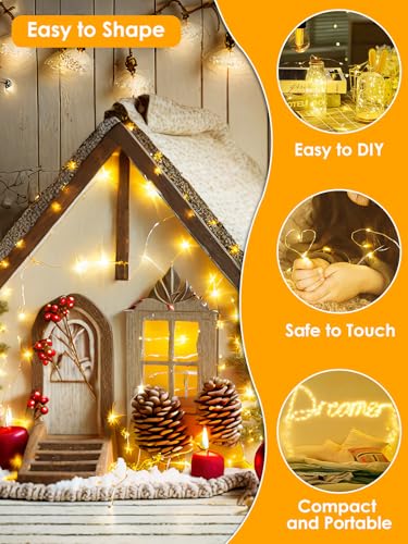 BHCLIGHT 66FT 200 LED Warm White Fairy Lights with 8 Modes & Timer, Waterproof Indoor Outdoor String Lights