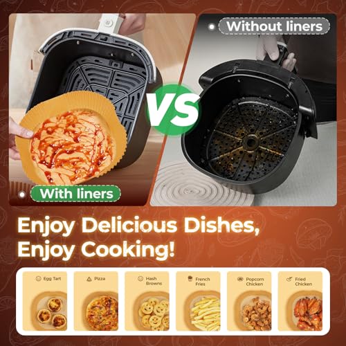 420Pcs 8 Inch Square Air Fryer Liners (8" Square) 5-8 Qt Basket – Food Grade, Non-Stick, BPA-Free
