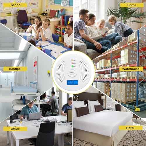 Carbon Monoxide Detector,Replaceable Battery CO Gas Monitor Alarm Detector with Digital LCD Display and Sound Warning for Home,Office(Batteries NOT Included)